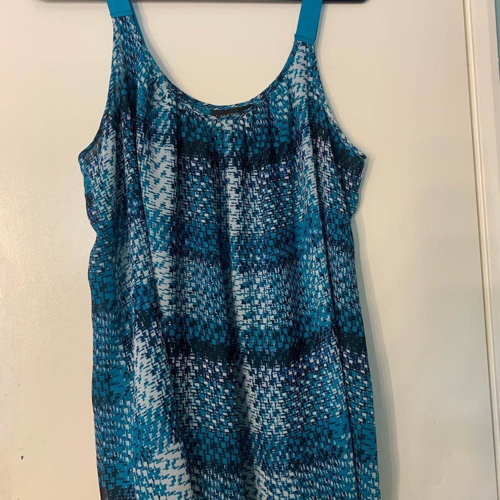 Lane Bryant Blue Smocked Sleeveless Tank Top